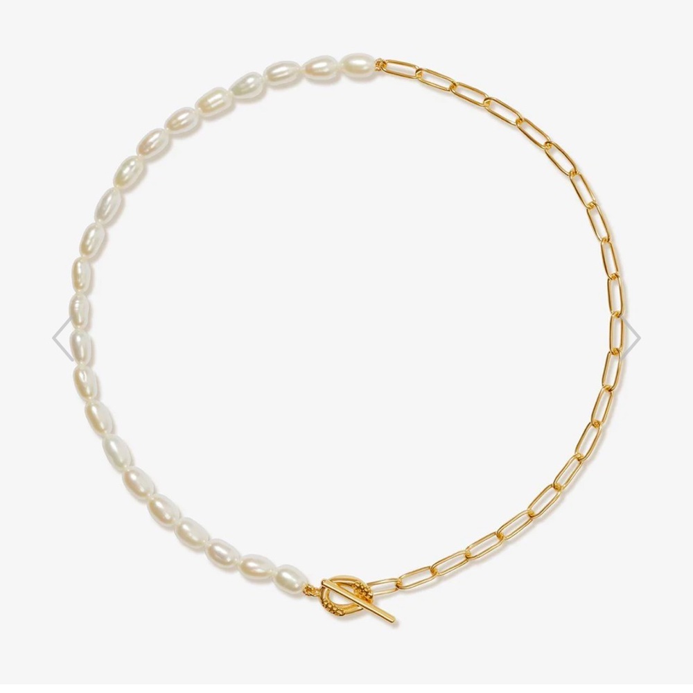 NWT Adornmonde Ricci pearl anklet 14k gold plated sterling silver, pearl